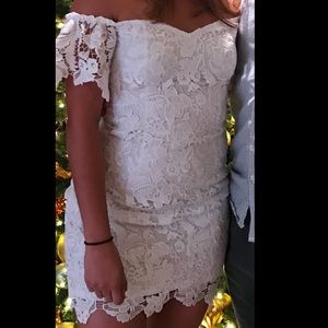White lace floral off the shoulder dress size 0